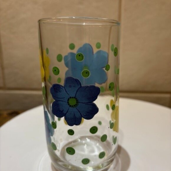 Vintage KIG Tumbler Glasses Floral Design Retro Decor Set of 4 5" x 2 3/4" 1960s - Picture 8 of 8